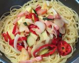 野菜たっぷりベーコン入り令和のナポリタン作り方10写真