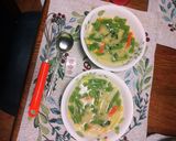 コーンスープにレンジ加熱トウロク豆と人参作り方4写真