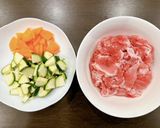 ズッキーニと豚肉のごまみそ炒め作り方1写真