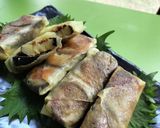 スパイシー！カレー風味茄子と鯖の春巻き♪作り方7写真