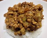 豚挽肉じゃがいもキーマカレー納豆ネギのせ作り方10写真