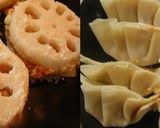 簡単★1度で2品♪餃子＆蓮根挟み焼き作り方3写真