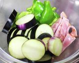 なすとピーマンのにんにく醤油パスタ作り方2写真
