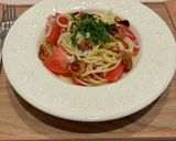 大葉としらすとトマトのペペロンチーノ作り方7写真