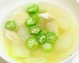 オクラと鶏の胸肉の冬瓜スープ作り方5写真