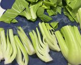 チンゲン菜　茎の切り方と茹で方作り方1写真