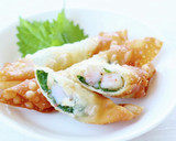 手軽手軽な【エビ大葉のシュウマイ皮揚げ】作り方5写真