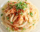 さっぱり♫蒸し鶏の梅つゆ冷やしうどん作り方4写真