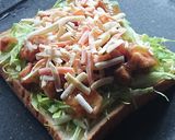 焼き鳥缶で★マヨキャベツ照り焼きトースト作り方4写真