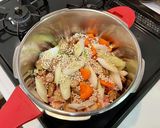 冷え解消！鶏肉ともち麦のスープ作り方4写真