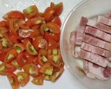 超簡単!セロリとベーコンとトマトのスープ作り方1写真