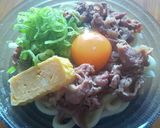 簡単♪冷やしすき焼き釜玉うどん(*^o^作り方4写真