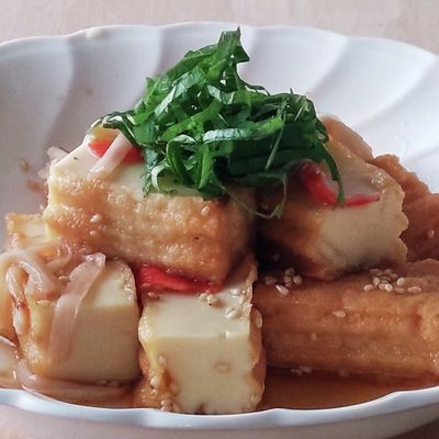 レンジ☆甘辛豆腐☆厚揚げ煮☆お弁当☆朝食 by マダム・フィーカ