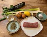 ギリシャ料理　豚肉とセロリのアブゴレモノ作り方1写真