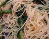 簡単★冷凍菜の花のバターめんつゆパスタ作り方3写真