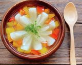 簡単で華やか！新玉ねぎとパプリカのスープ作り方6写真