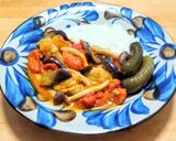 鶏もも肉と冷凍したトマトとナスのカレー作り方8写真