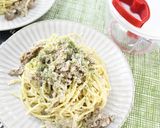 濃厚♪牛肉ときのこのクリームパスタ作り方8写真