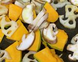 蓮根とかぼちゃのデリ風マスタード炒め作り方1写真