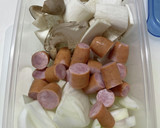シャウエッセンと野菜達の蒸物　　タレ付き作り方1写真