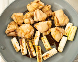 鶏肉と焼きねぎのわさび照り炒め作り方6写真