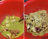 タコとさつまいものジェノベーゼパスタ作り方4写真