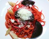 ビーツとペコリーノロマーノのパスタ作り方6写真