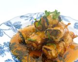 ✽甘酢あんかけ✽茄子と挽肉のくるくる揚げ作り方7写真