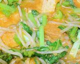 担々麺風味の厚揚げ、もやし、小松菜の煮物作り方4写真