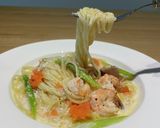 超簡単♡海老アスパラ明太子クリームパスタ作り方5写真