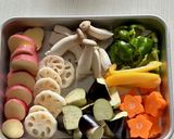 彩り野菜の黒酢あん作り方1写真