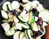ズッキーニと茄子鶏挽き肉のトマト餡掛け作り方1写真