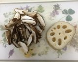 ☆レンジだけ 蓮根 ほうれん草 しいたけ作り方1写真