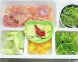 鶏切り落とし肉と長ネギのニンニク中華炒め作り方1写真