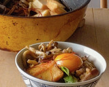 少量豚肉と厚揚げのすき焼き丼★ランチ♡卵作り方6写真