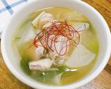 塩出汁で鶏もも肉と大根の参鶏湯作り方3写真
