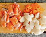 カブと鮭のあらの味噌汁作り方1写真