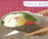 ささみチーズ生春巻き揚げ♪ライスペーパー作り方1写真