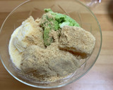 信玄餅とアイスクリームで　わらび餅アイス作り方3写真