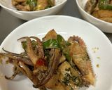 下足と筍ピーマンのにんにくマヨ醤油炒め作り方4写真
