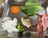 【犬用】小松菜と豚肉のチャーハン作り方1写真