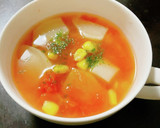 とうもろこしとカブのトマトスープ作り方4写真