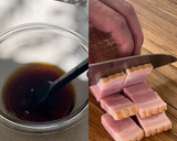 レンコンと厚切りベーコンの甘辛炒め作り方1写真