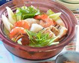 鰹節が香る鍋つゆで焼きハモ入り海鮮鍋♪作り方2写真