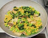 コーンと枝豆の彩りバター醤油煮作り方2写真