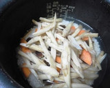 塩じゃけとごぼうの味噌炊き込みご飯作り方3写真