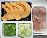鶏むね肉とカボチャと長ネギの中華炒め作り方1写真