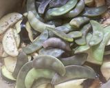 富山のあじ紫のつるまめ、揚げ、ナスの煮物作り方4写真