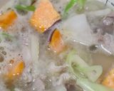 腸活♡豚肉とさつまいもの豆乳味噌スープ作り方4写真