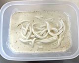 サラダチキンとコーンのゴマクリームうどん作り方2写真